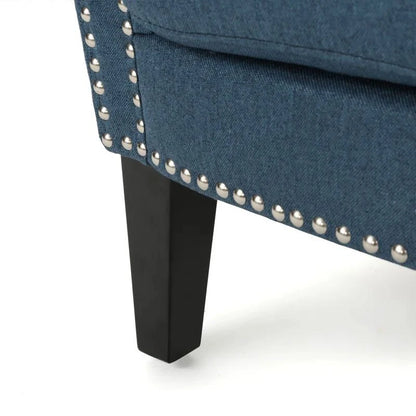 Elegant Navy Blue Tufted Accent Club Chair with Solid Wood Legs for Living Room