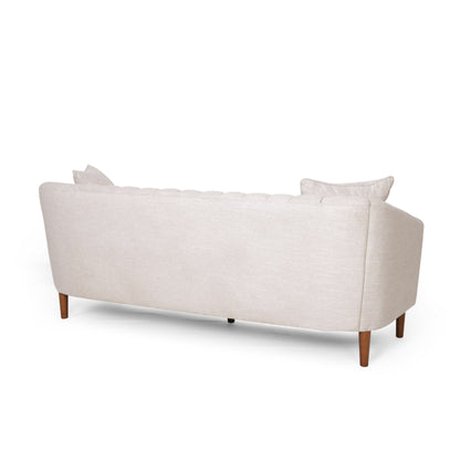 Elegant 3-Seater Contemporary Sofa, Tufted Diamond Stitching Daybed, Beige Fabric