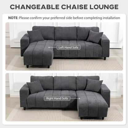 3-Seater L-Shaped Sectional Sofa with Reversible Chaise, Beige Fabric