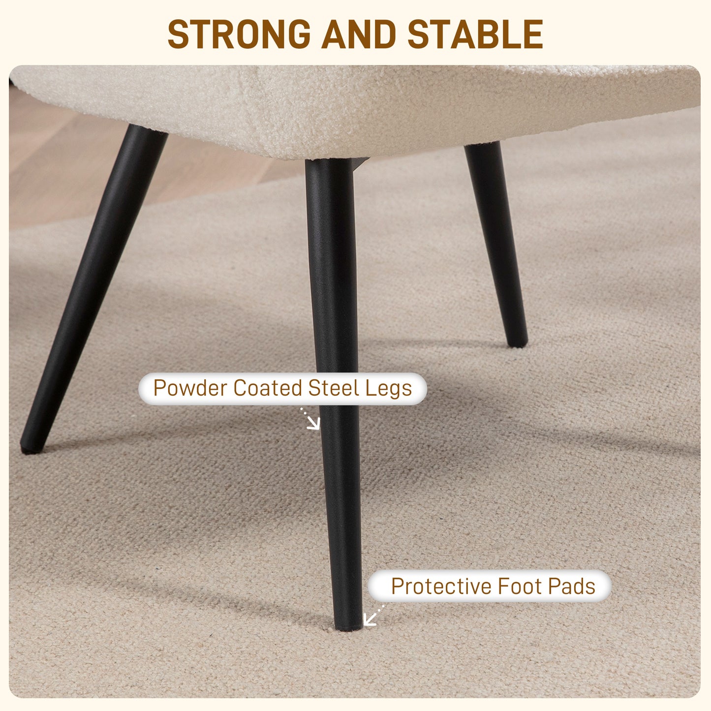 HOMCOM Cozy Sherpa Accent Chair, Fluffy Upholstered Wingback Armchair for Living Room