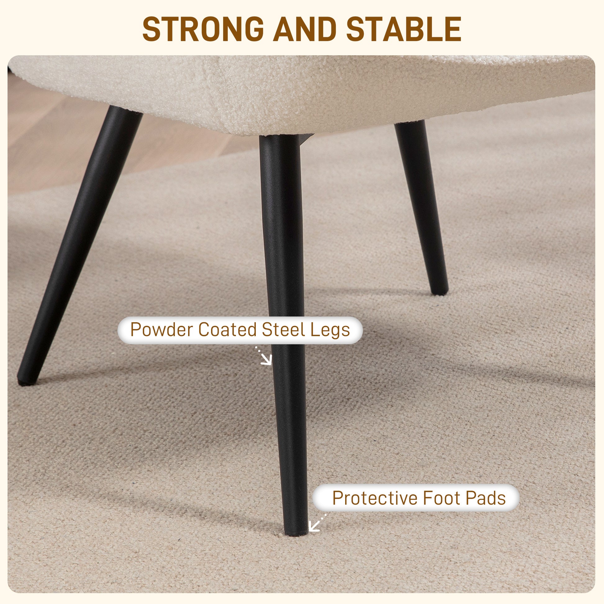 HOMCOM Cozy Sherpa Accent Chair, Fluffy Upholstered Wingback Armchair for Living Room