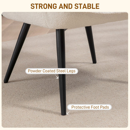 HOMCOM Cozy Sherpa Accent Chair, Fluffy Upholstered Wingback Armchair for Living Room