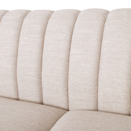 Elegant 3-Seater Contemporary Sofa, Tufted Diamond Stitching Daybed, Beige Fabric