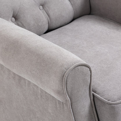 Chic Grey Button-Tufted Wingback Accent Chair with Rolled Arms