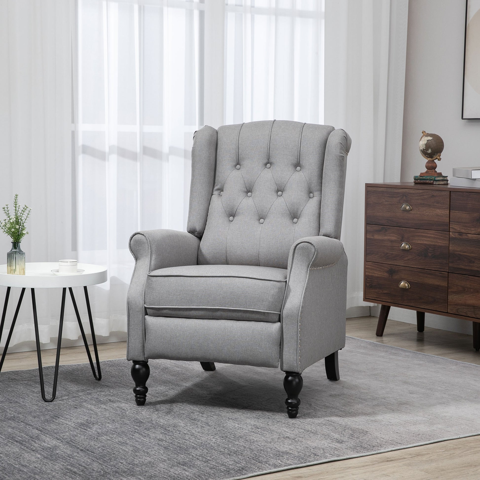 HOMCOM Elegant Wingback Recliner Chair with Button Tufting & Nailhead Trim