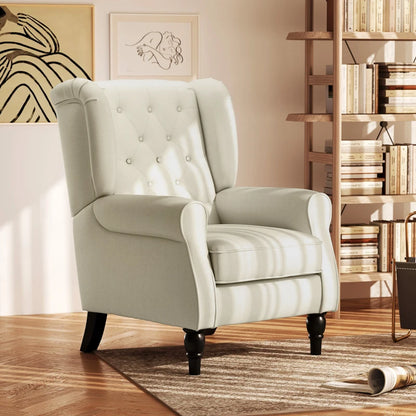 Chic Button-Tufted Wingback Accent Chair with Rolled Arms