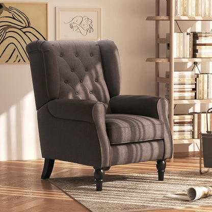 Chic Button-Tufted Wingback Accent Chair with Rolled Arms