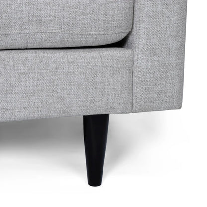 Elegant 3-Seater Sofa, Button Tufted Waffle Stitch, Solid Rubberwood Legs