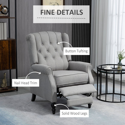 HOMCOM Elegant Wingback Recliner Chair with Button Tufting & Nailhead Trim