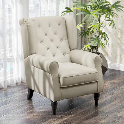 Chic Button-Tufted Wingback Accent Chair with Rolled Arms