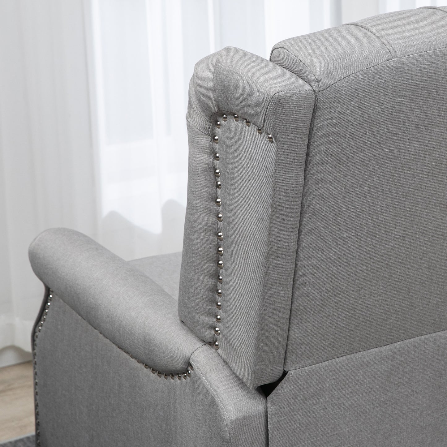 HOMCOM Elegant Wingback Recliner Chair with Button Tufting & Nailhead Trim