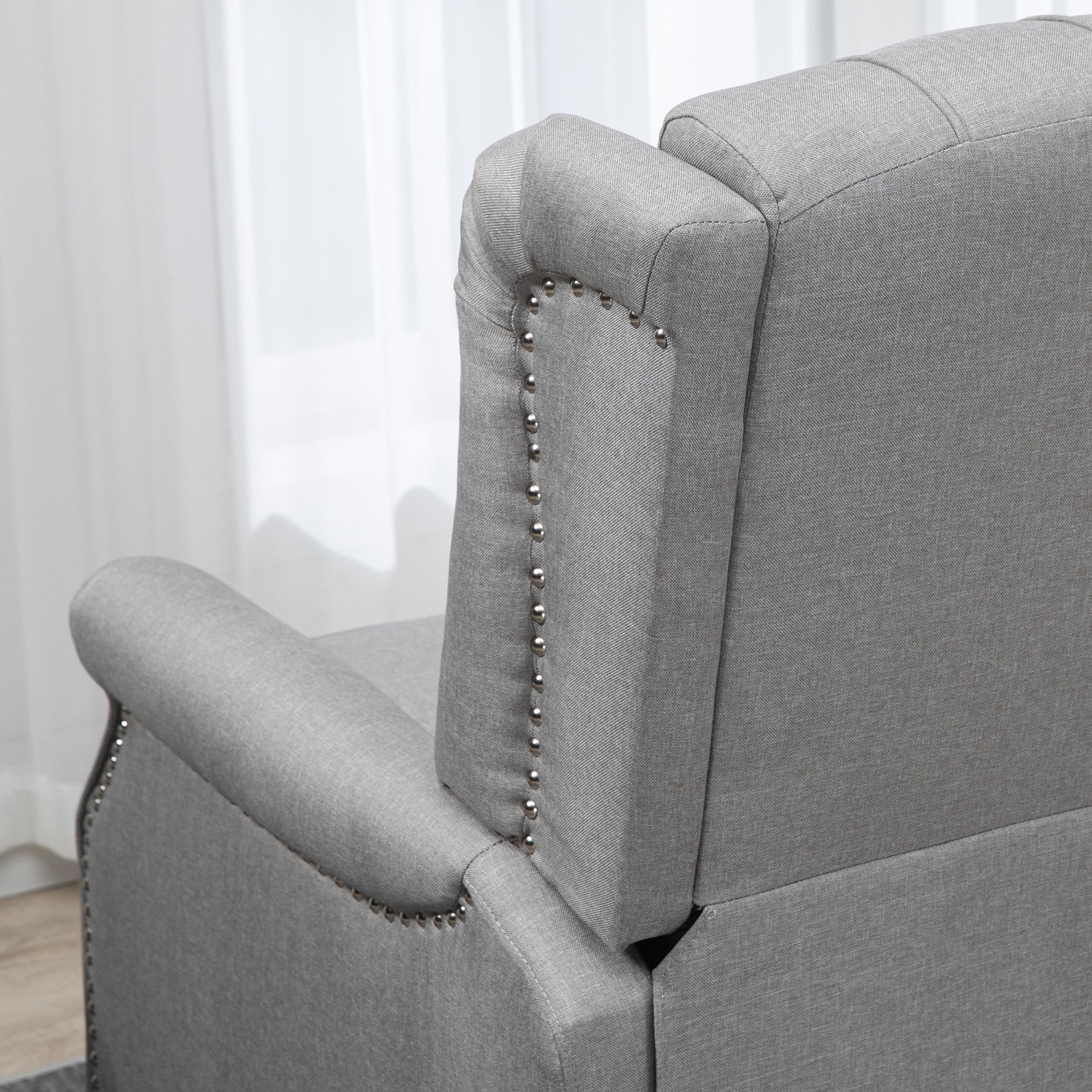 HOMCOM Elegant Wingback Recliner Chair with Button Tufting & Nailhead Trim